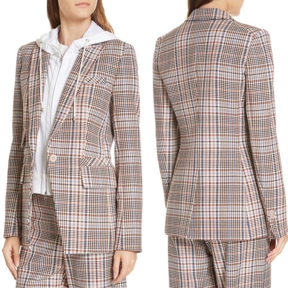VERONICA BEARD Fuller Check Houndstooth Dickey Jacket in Cream/Multi Sz 2